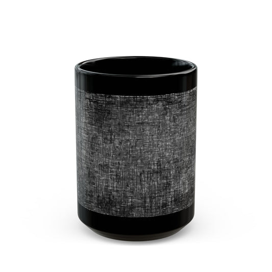 Black Textured Mug "Shadow figures" - Modern black Plaid Ceramic Cup (11oz, 15oz)