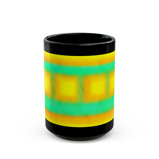 Four half sunset/rise spring green sky Mug part of"SUN SERIES"- Bold Geometric Black Mug(11oz & 15oz)