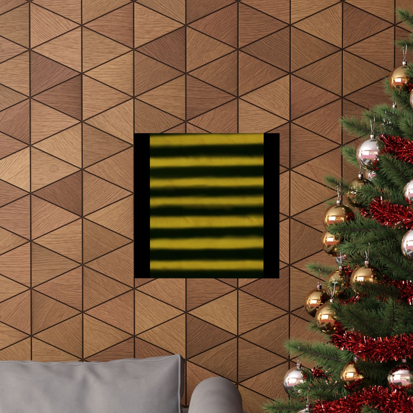 Striped Gold & Black Matte Poster — Modern Minimalist Wall Art