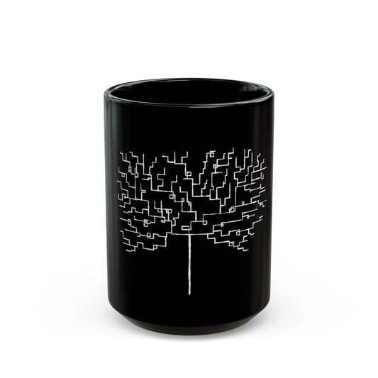 Circuit Tree Black Coffee Mug — Techy Geometric Tree Design (11oz & 15oz)