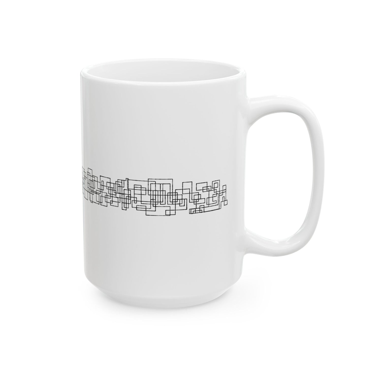 Geometric Grid Line Mug — Minimal Abstract Pattern Coffee Cup (11oz, 15oz)