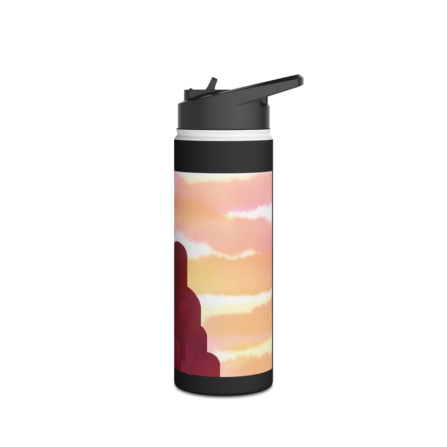 Sunset Silhouette "windows of future possibilities" Stainless Steel Water Bottle — Gradient Sky & Archway Design