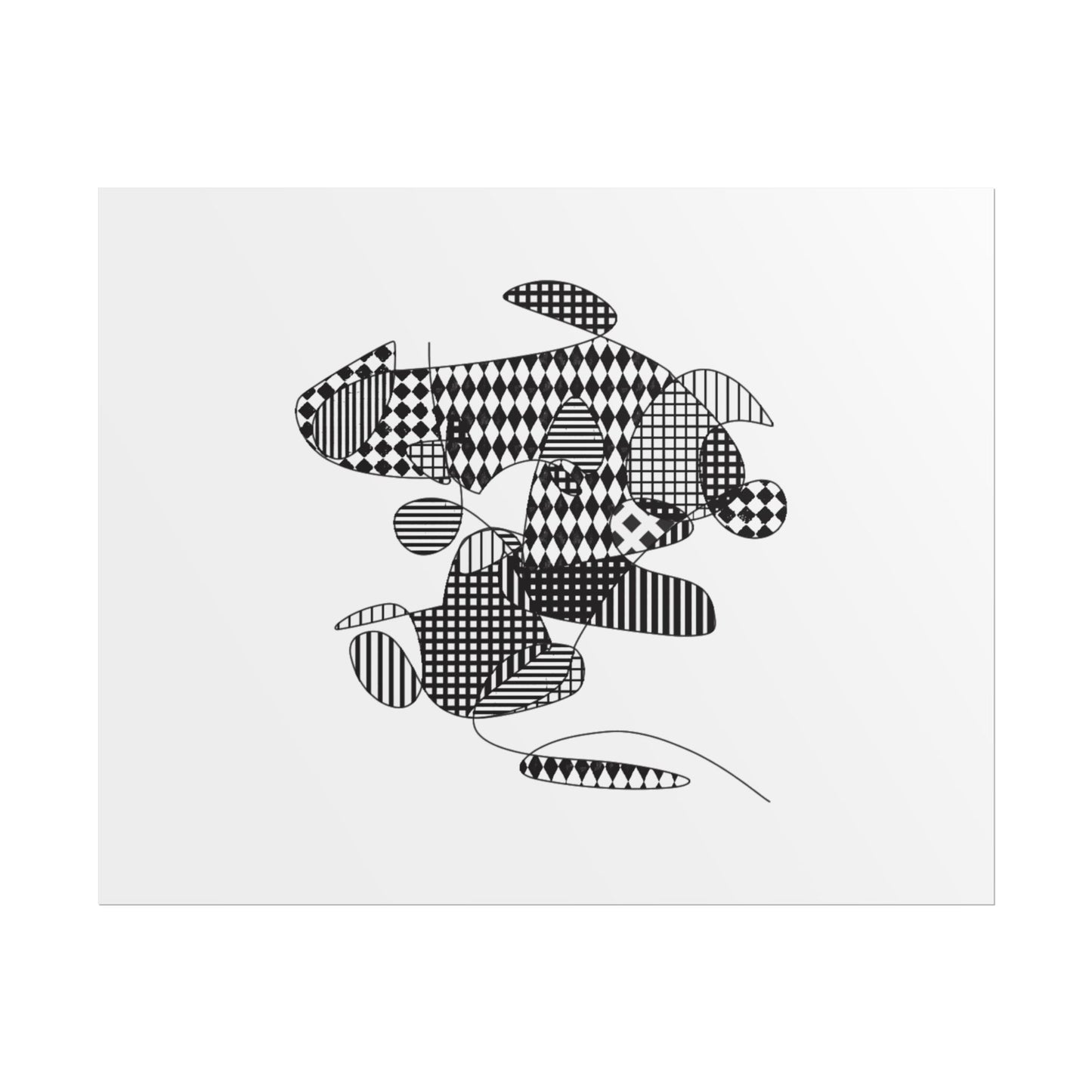 Rolled Poster — Minimal Black curves pattern Art Print