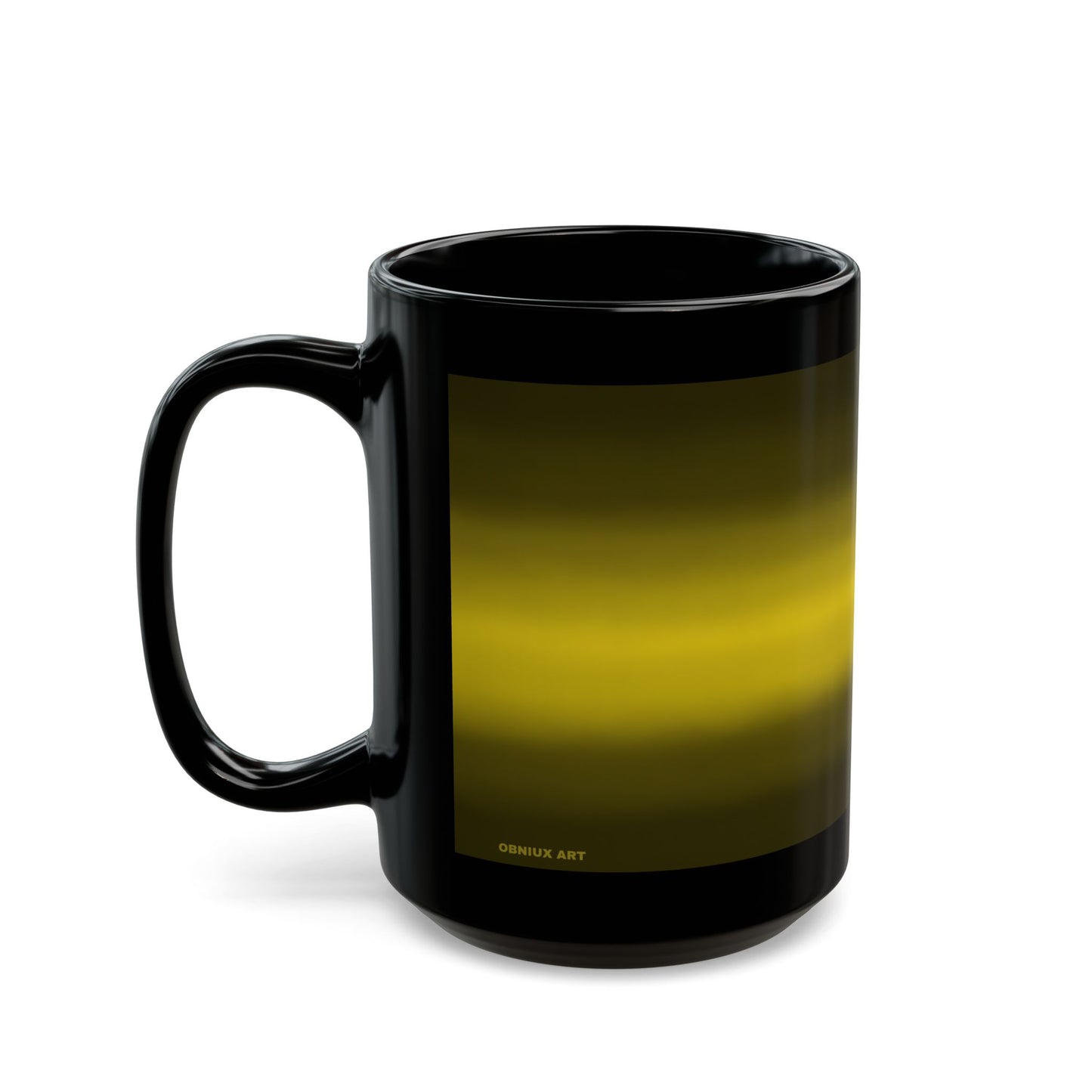 Black Gradient Stripe Mug — Yellow Ombre Ceramic Coffee Mug(11oz & 15oz)