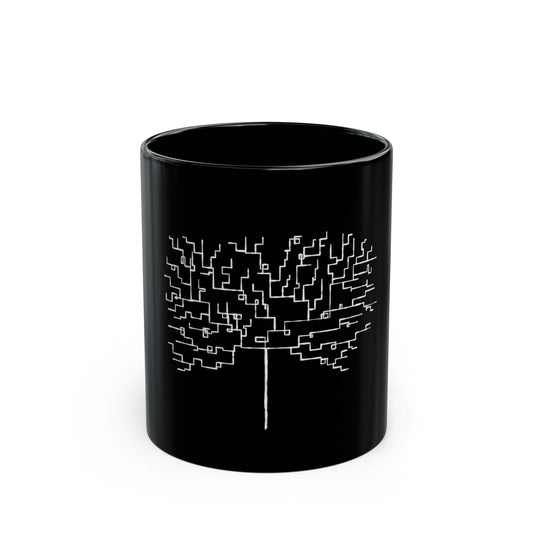 Circuit Tree Black Coffee Mug — Techy Geometric Tree Design (11oz & 15oz)