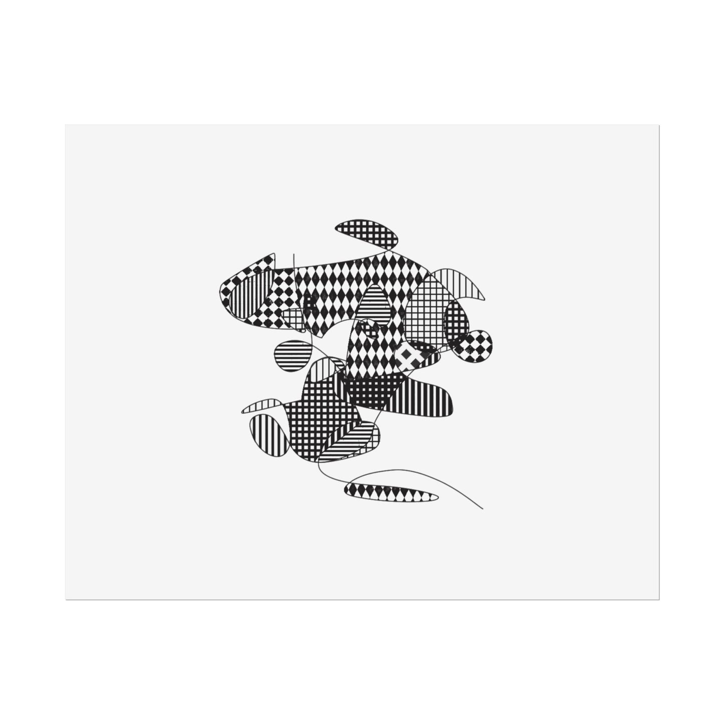 Rolled Poster — Minimal Black curves pattern Art Print