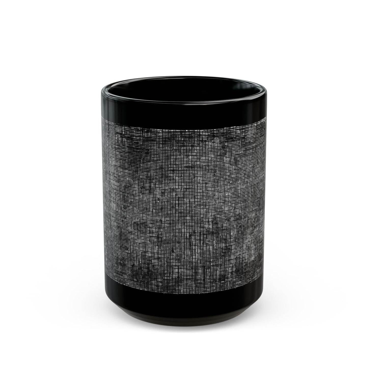 Black Textured Mug "Shadow figures" - Modern black Plaid Ceramic Cup (11oz, 15oz)