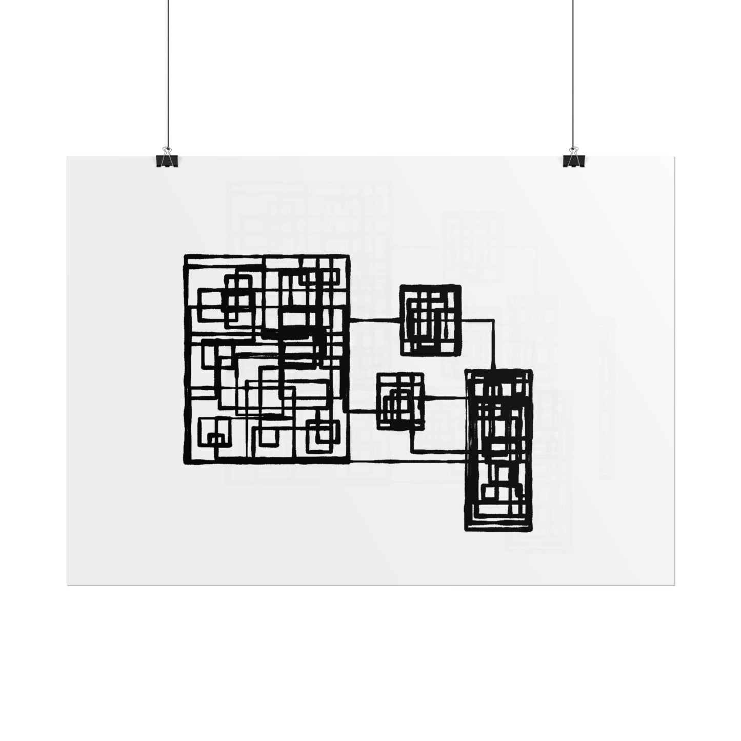 Abstract Geometric Art Poster — Minimal Black Print
