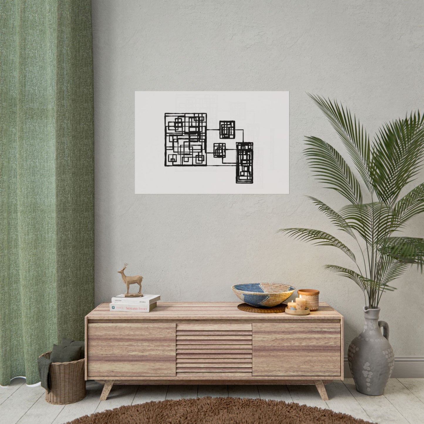 Abstract Geometric Art Poster — Minimal Black Print
