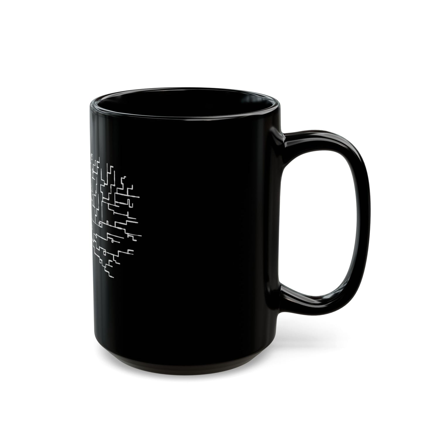 Circuit Tree Black Coffee Mug — Techy Geometric Tree Design (11oz & 15oz)