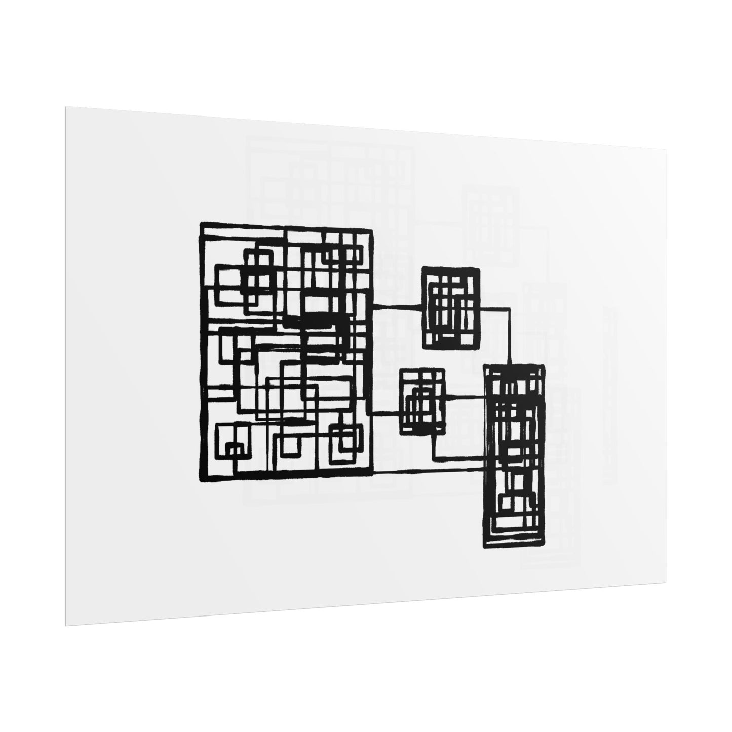 Abstract Geometric Art Poster — Minimal Black Print