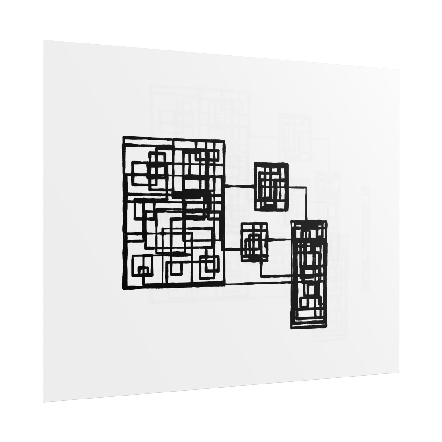 Abstract Geometric Art Poster — Minimal Black Print