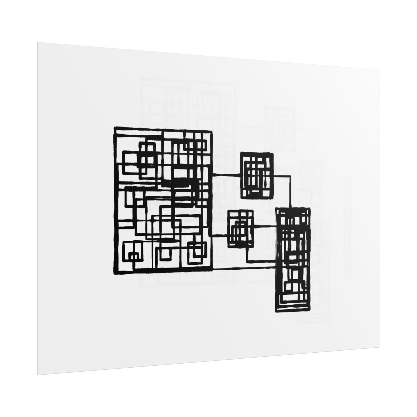 Abstract Geometric Art Poster — Minimal Black Print