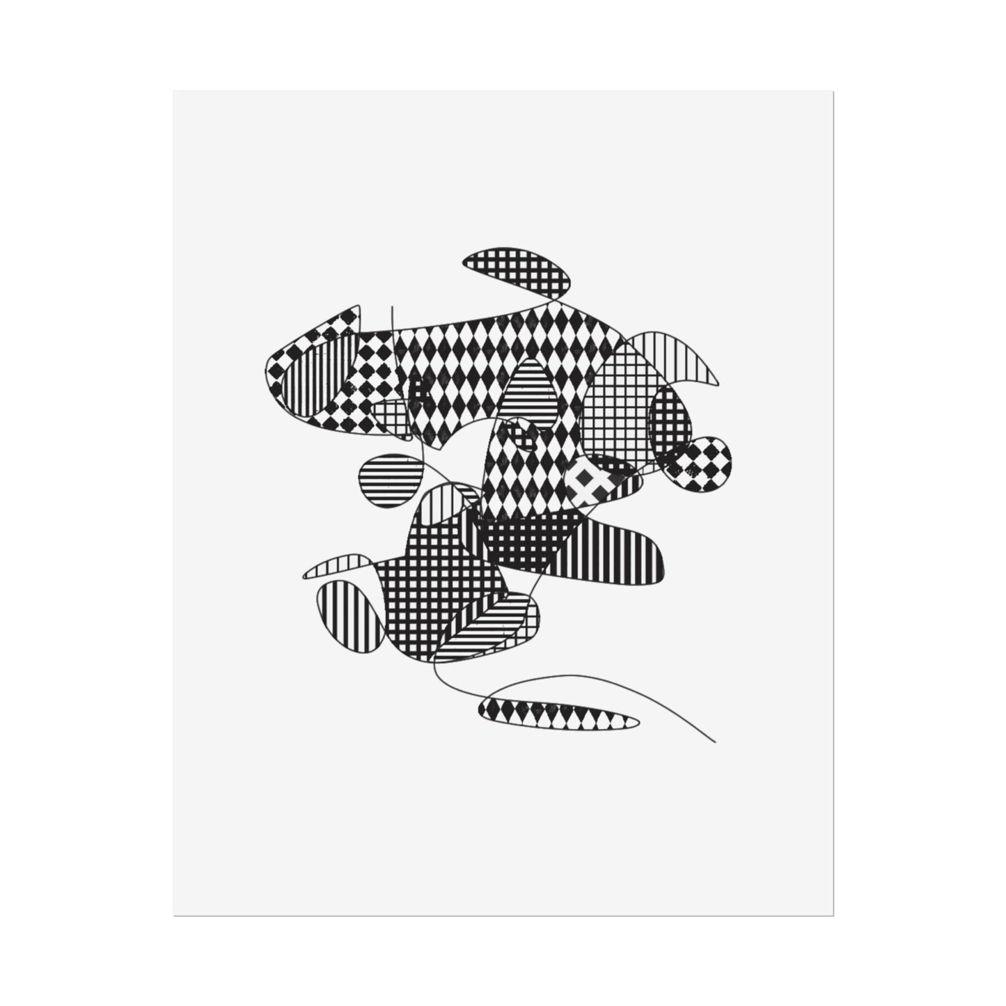 Rolled Poster — Minimal Black curves pattern Art Print