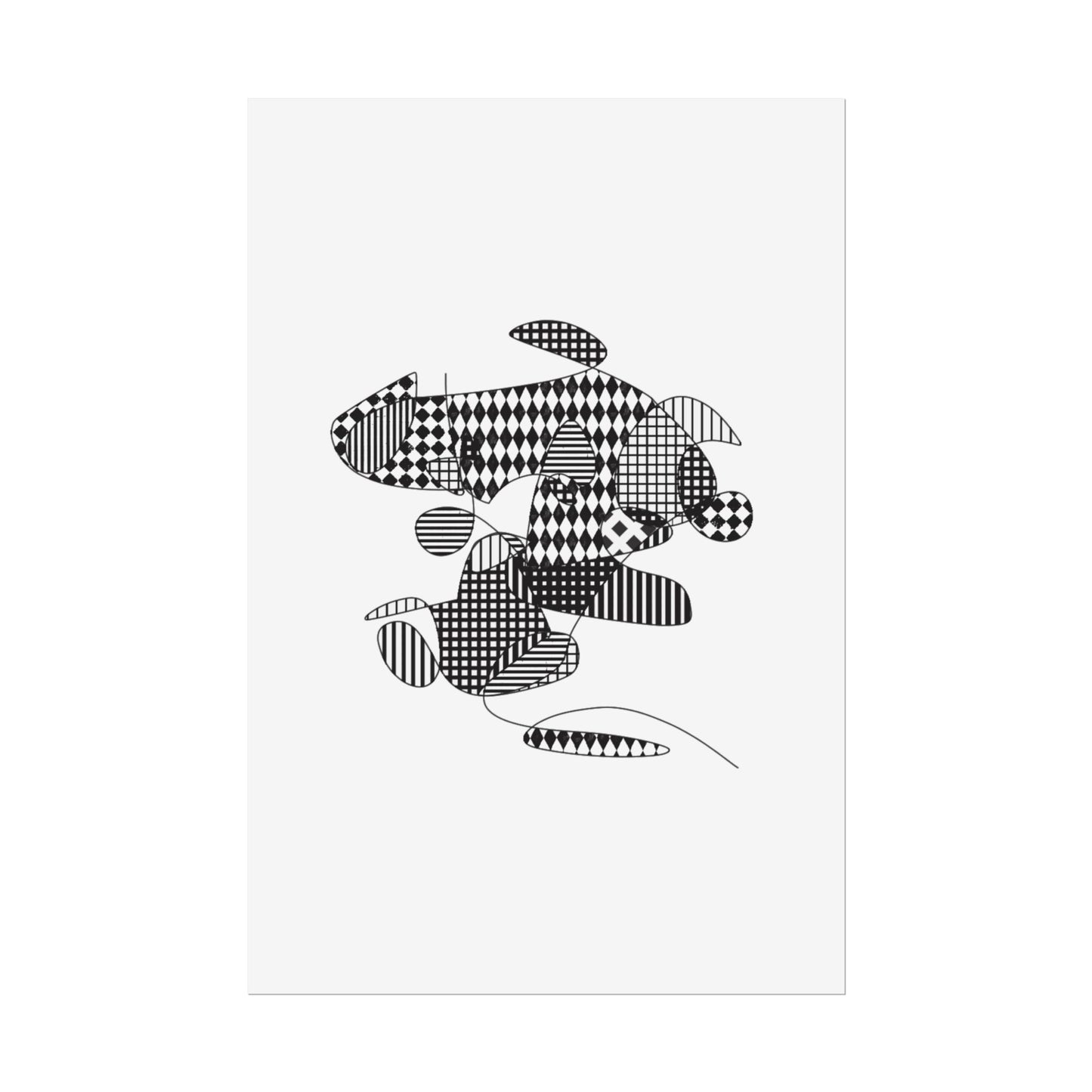 Rolled Poster — Minimal Black curves pattern Art Print