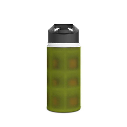 Stainless Steel Water Bottle — Olive Green Geometric Pattern