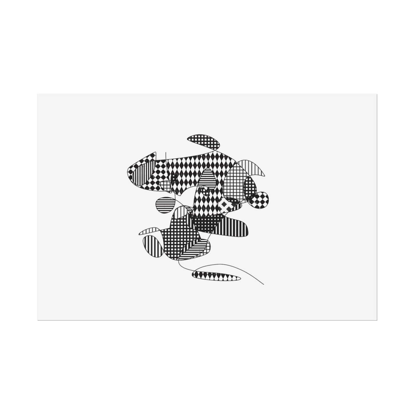 Rolled Poster — Minimal Black curves pattern Art Print