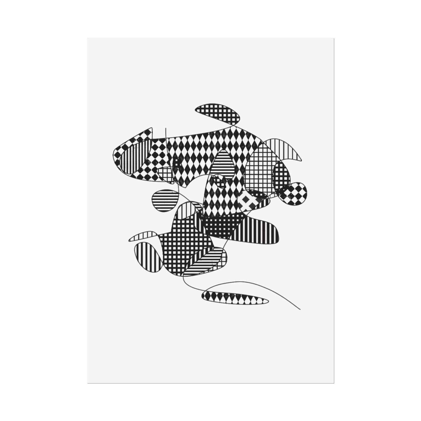 Rolled Poster — Minimal Black curves pattern Art Print