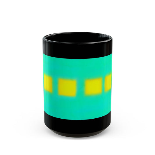 Abstract Teal & Yellow Stripe Mug part of "sun series" — Modern Geometric Coffee Cup (11oz/15oz)