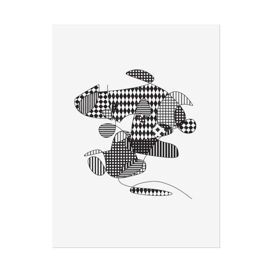 Rolled Poster — Minimal Black curves pattern Art Print
