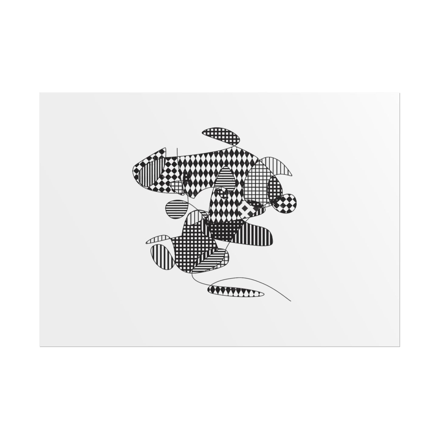 Rolled Poster — Minimal Black curves pattern Art Print