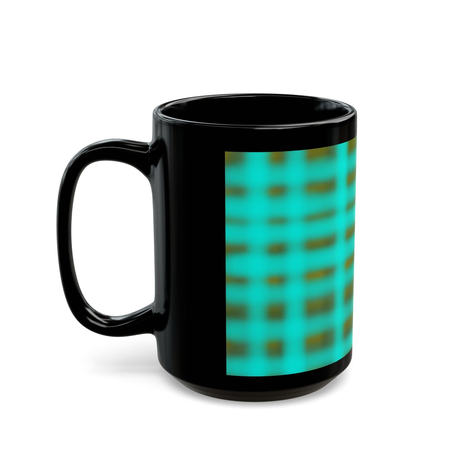 Turquoise glowing Black Mug – Retro Grid Mug(11oz & 15oz)
