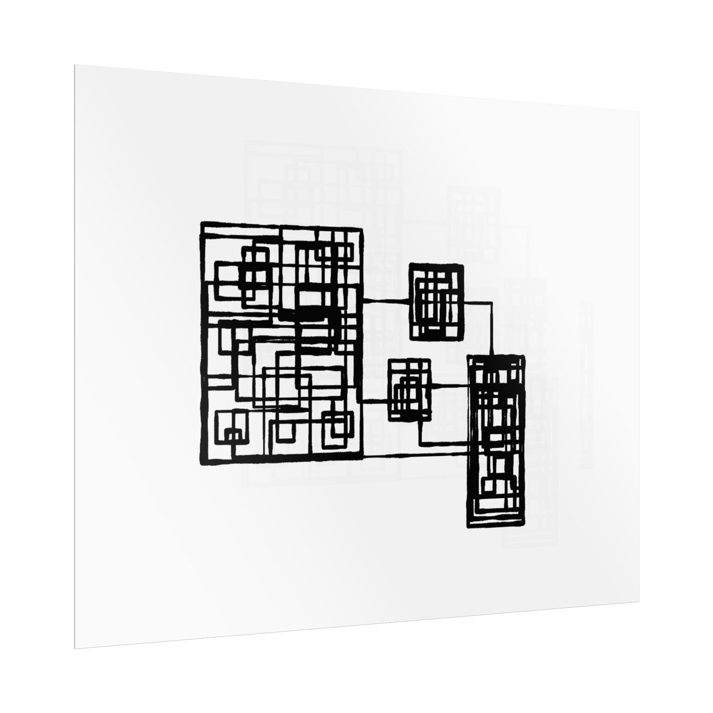 Abstract Geometric Art Poster — Minimal Black Print