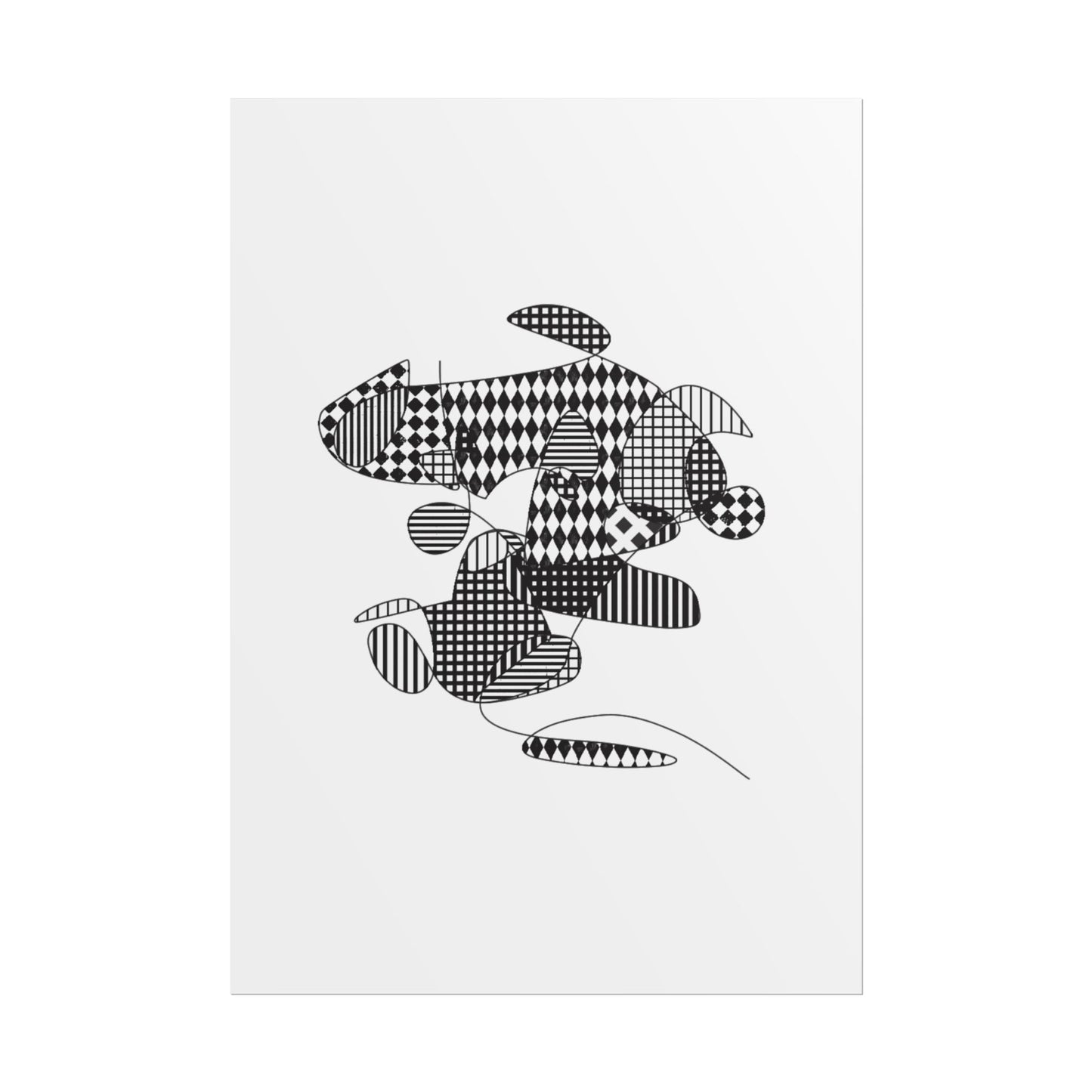 Rolled Poster — Minimal Black curves pattern Art Print