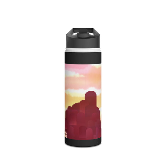 Sunset Silhouette "windows of future possibilities" Stainless Steel Water Bottle — Gradient Sky & Archway Design
