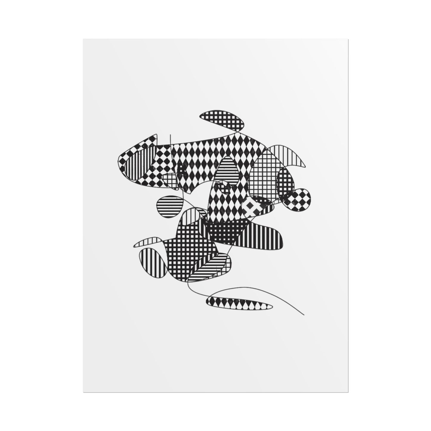 Rolled Poster — Minimal Black curves pattern Art Print