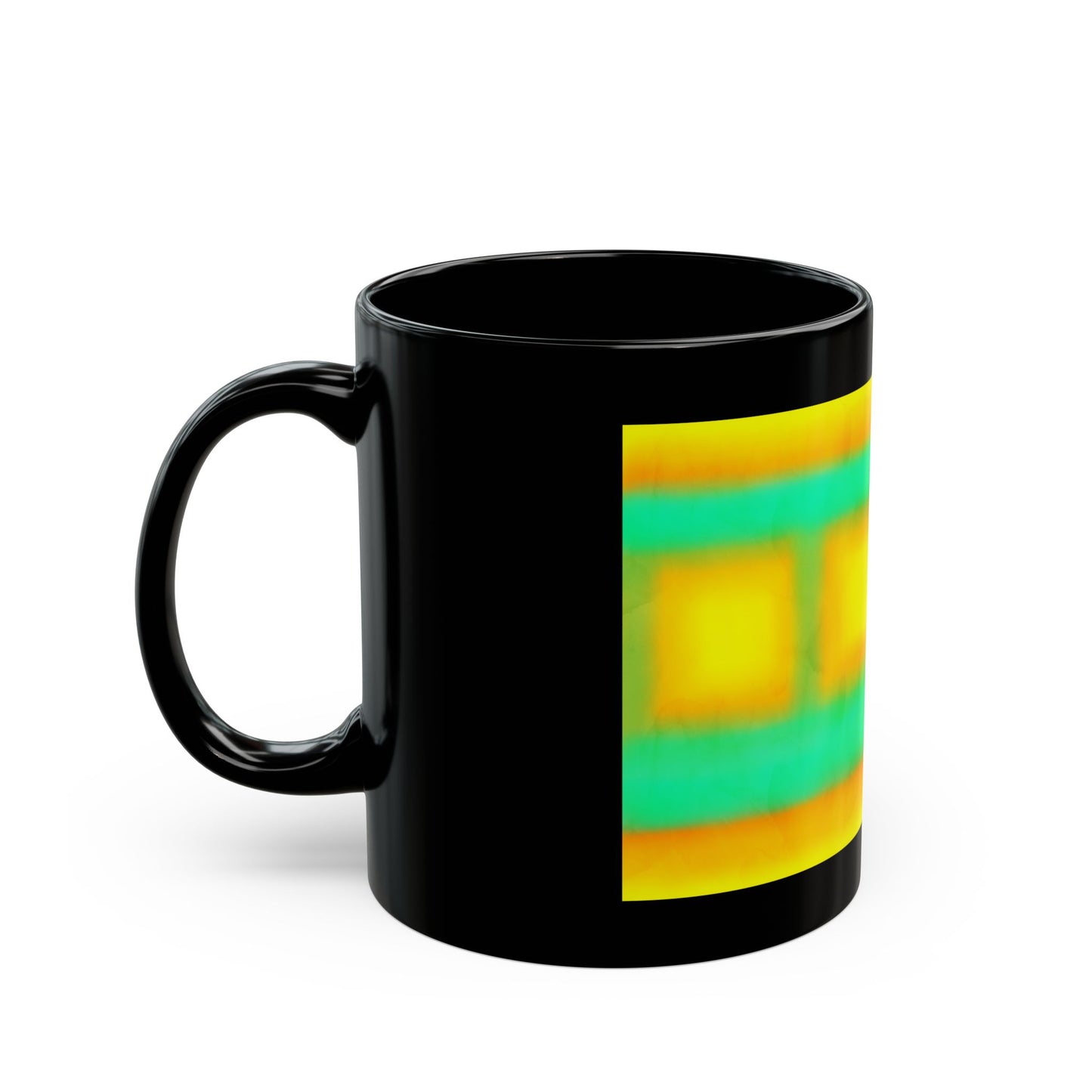 Four half sunset/rise  spring green sky Mug part of"SUN SERIES"- Bold Geometric Black Mug(11oz & 15oz)