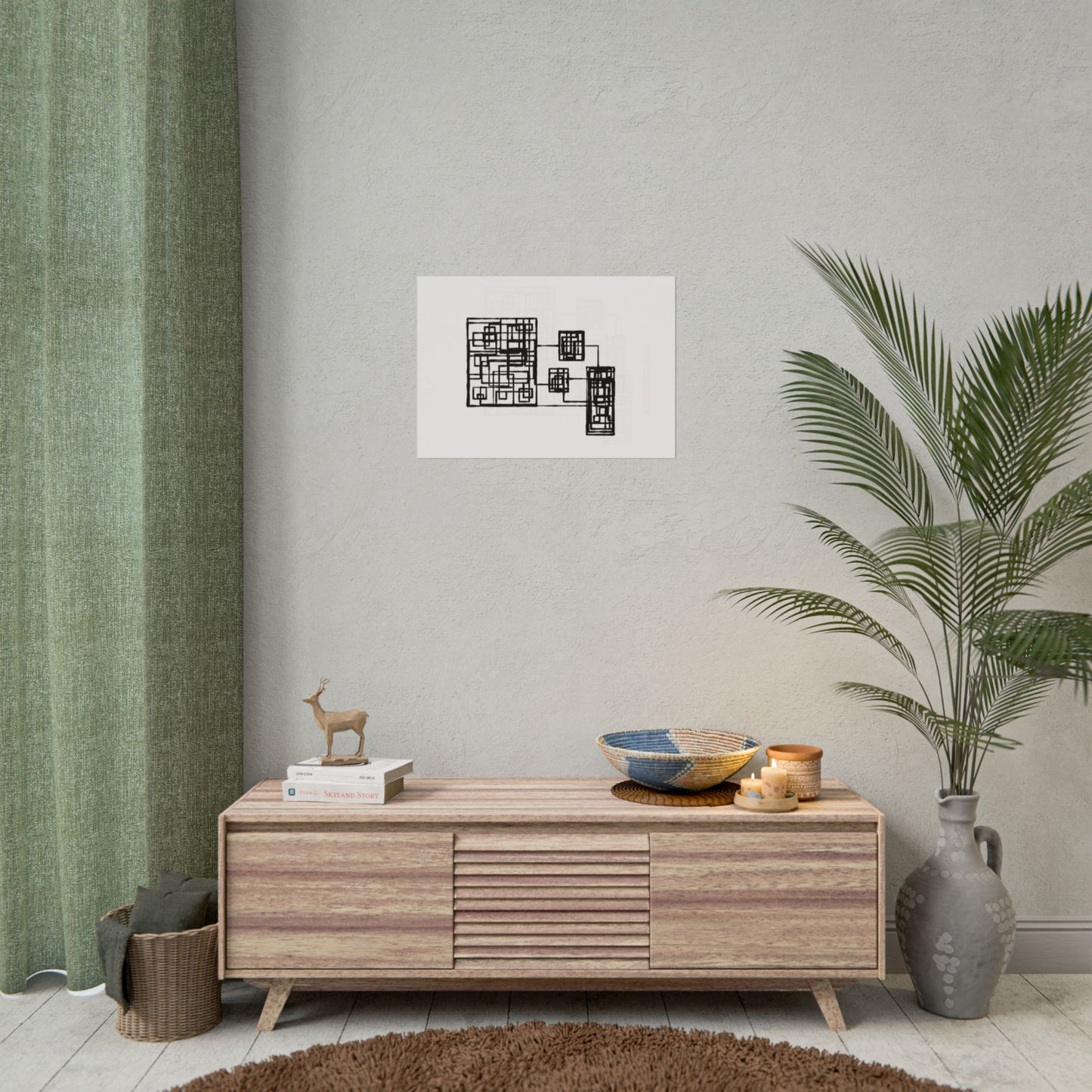 Abstract Geometric Art Poster — Minimal Black Print