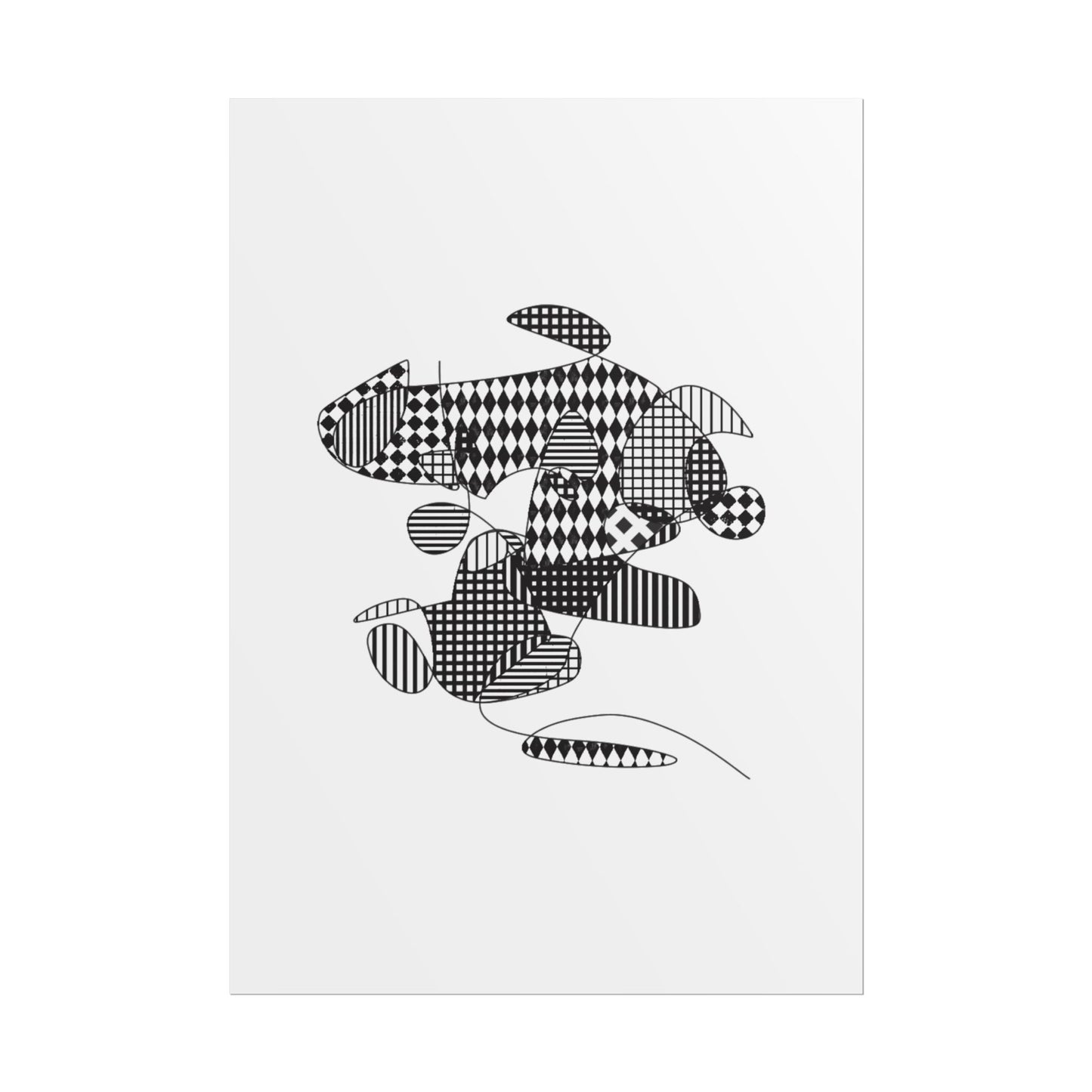 Rolled Poster — Minimal Black curves pattern Art Print