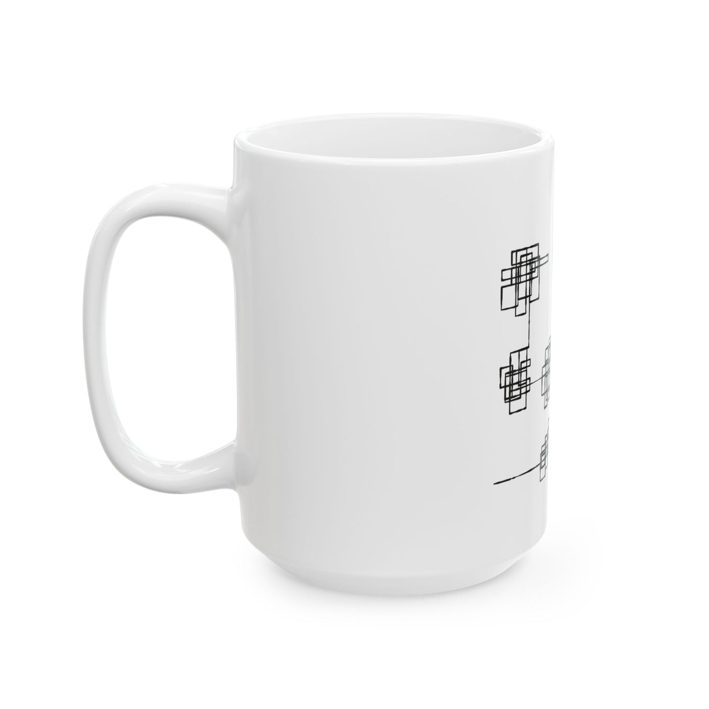 Abstract Geometric Squares Ceramic Mug – Modern Black  11oz/15oz