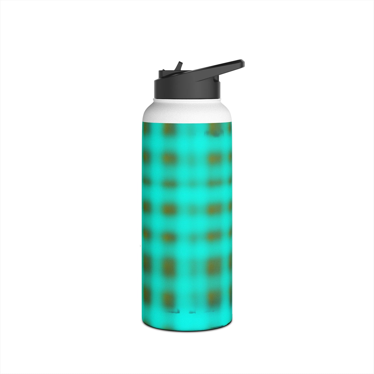 Aqua Plaid Stainless Steel Water Bottle – Insulated Travel Bottle