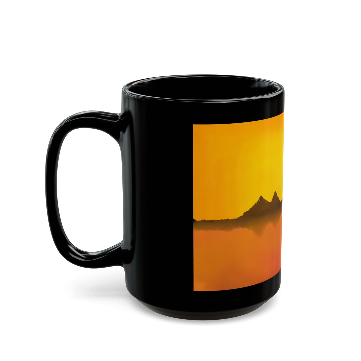 Sunset mountain Desert Silhouette Mug — Black Ceramic Coffee mug (11oz/15oz)