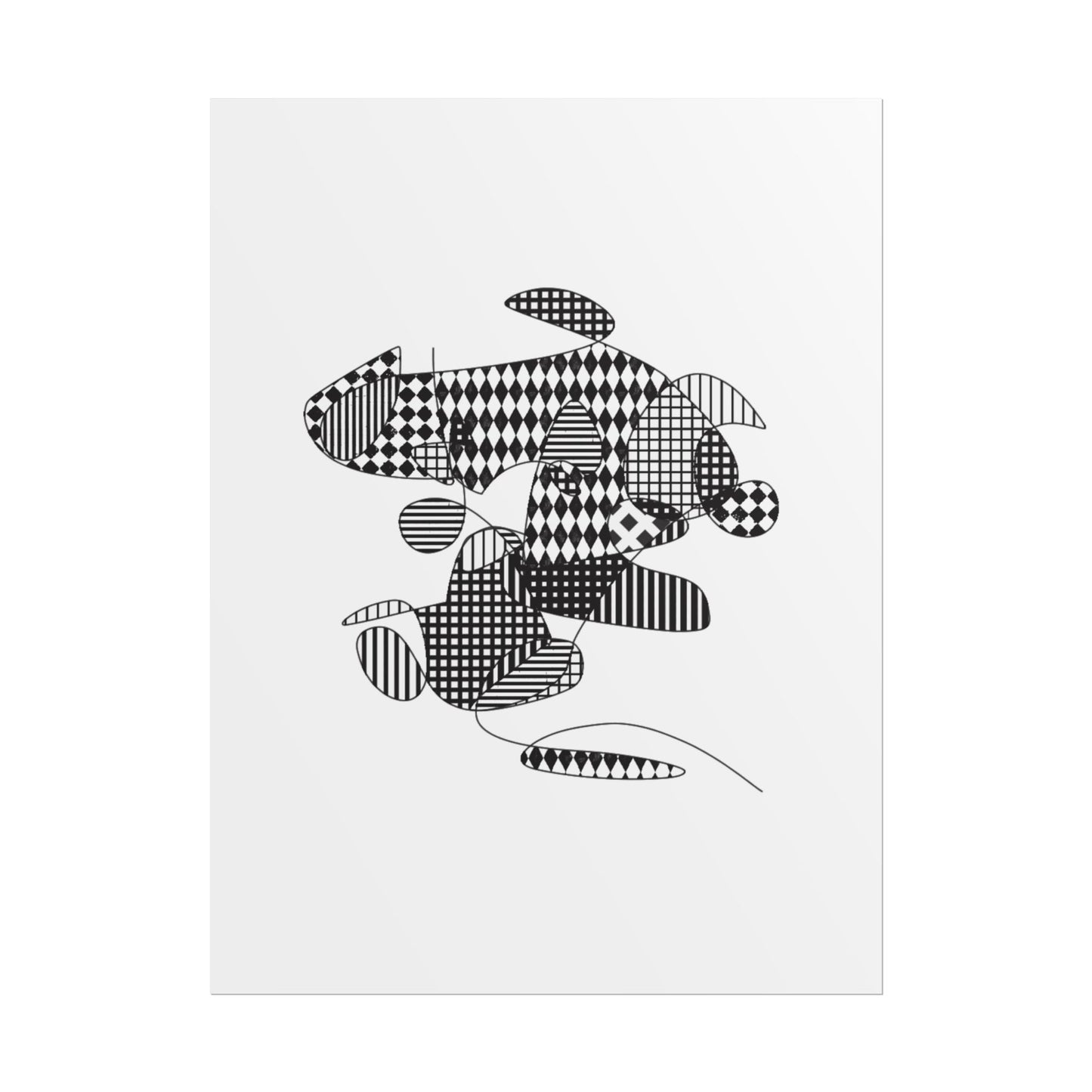 Rolled Poster — Minimal Black curves pattern Art Print
