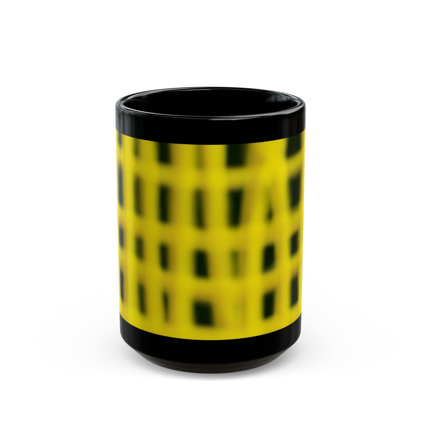 Yellow Grid Haze Pattern Black Mug — Modern Geometric Coffee mug (11oz, 15oz)