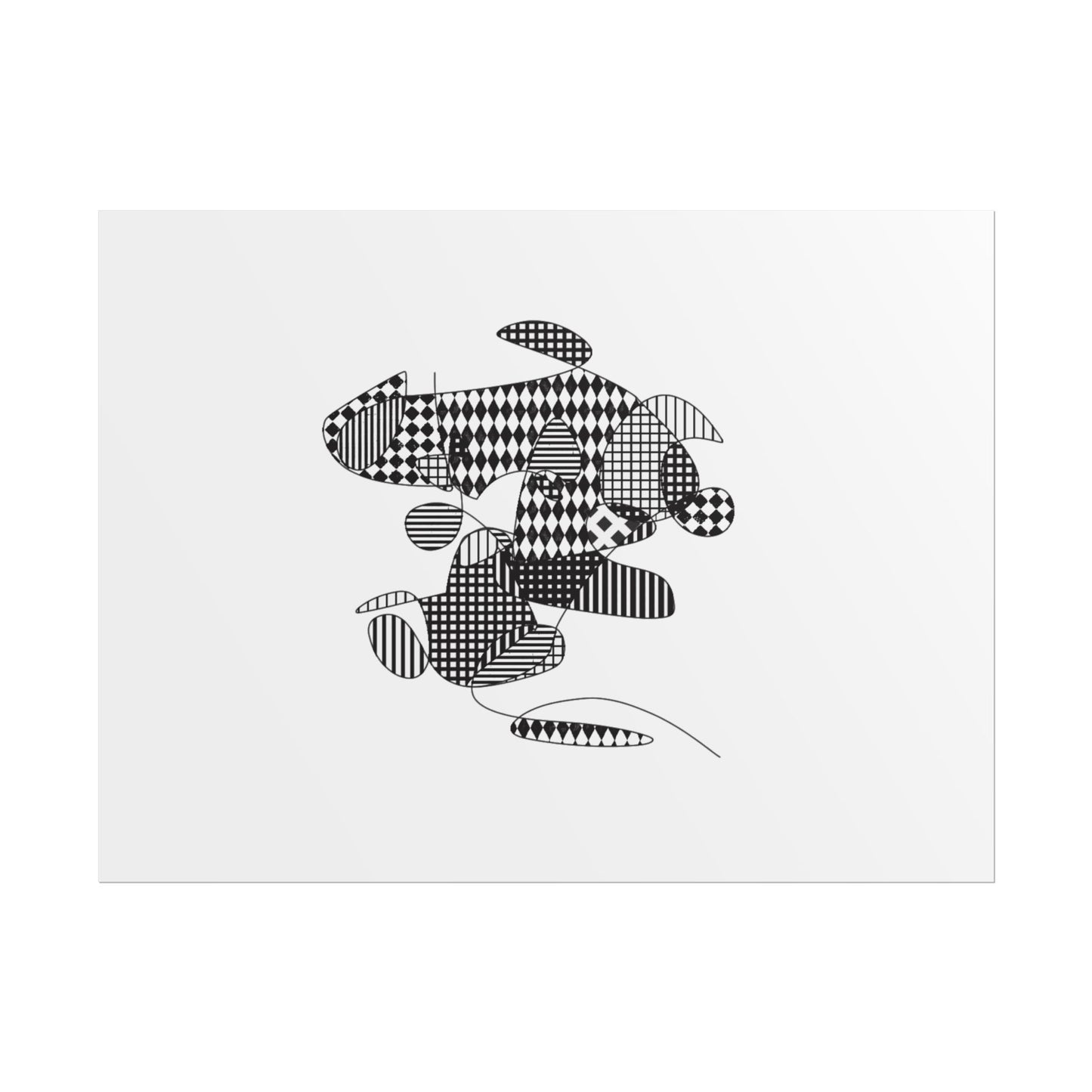 Rolled Poster — Minimal Black curves pattern Art Print