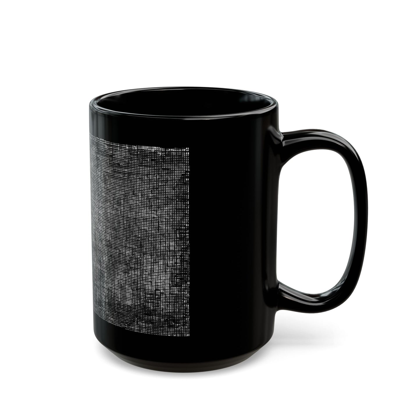 Black Textured Mug "Shadow figures" - Modern black Plaid Ceramic Cup (11oz, 15oz)