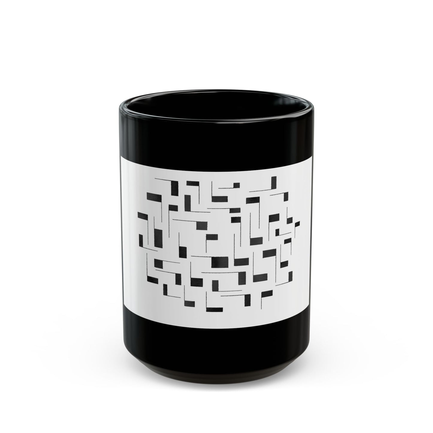 Modern Geometric Black Coffee Mug — office mug (11oz/15oz)