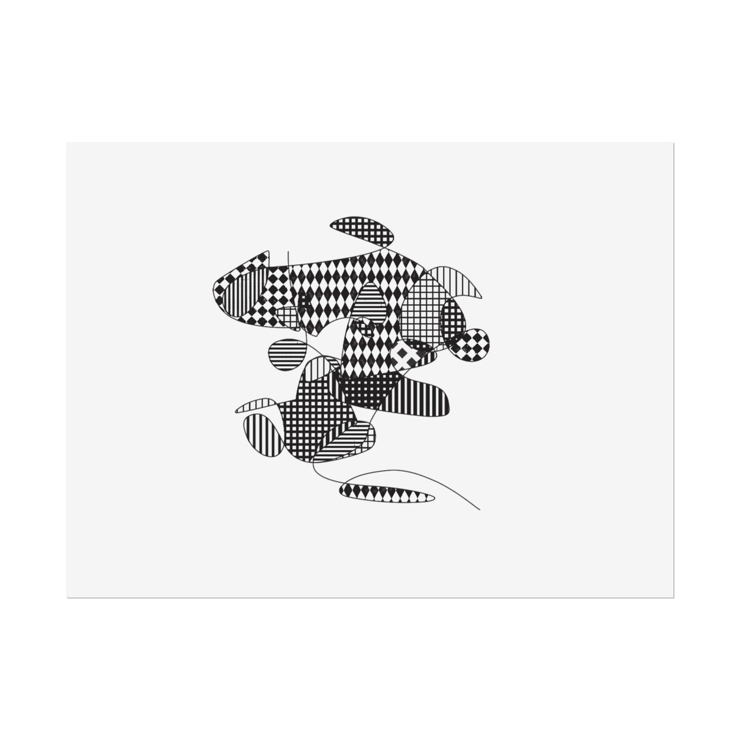 Rolled Poster — Minimal Black curves pattern Art Print