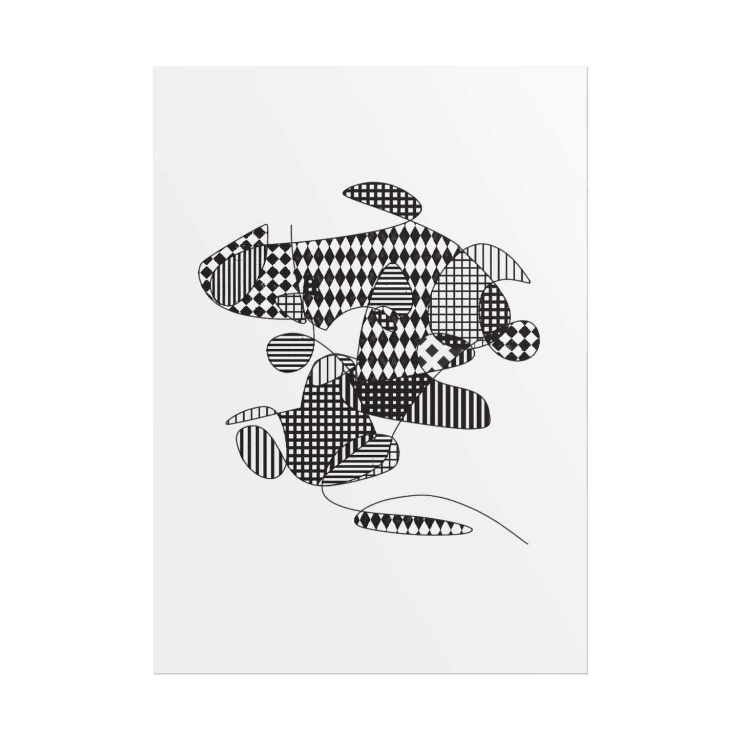 Rolled Poster — Minimal Black curves pattern Art Print