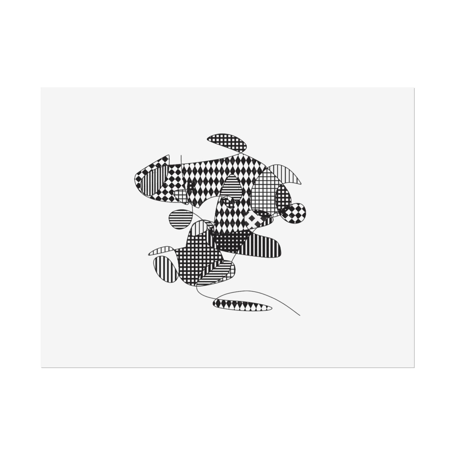 Rolled Poster — Minimal Black curves pattern Art Print