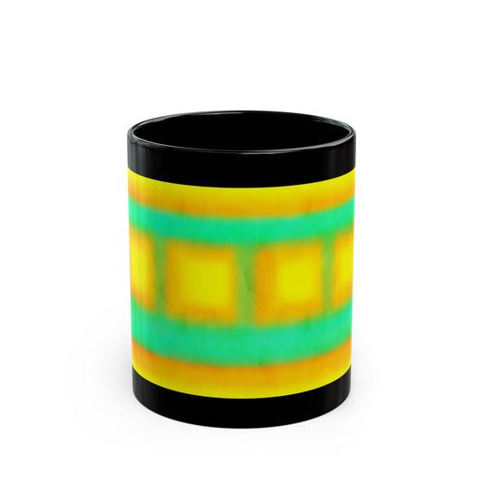 Four half sunset/rise  spring green sky Mug part of"SUN SERIES"- Bold Geometric Black Mug(11oz & 15oz)