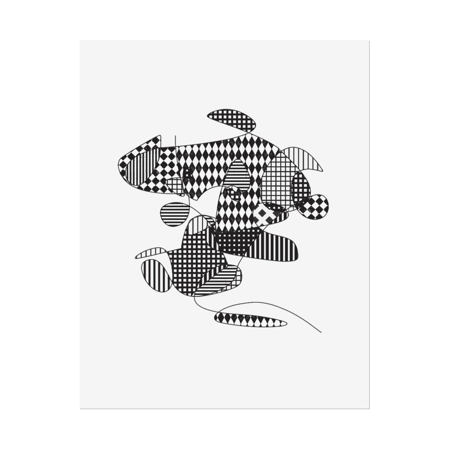 Rolled Poster — Minimal Black curves pattern Art Print