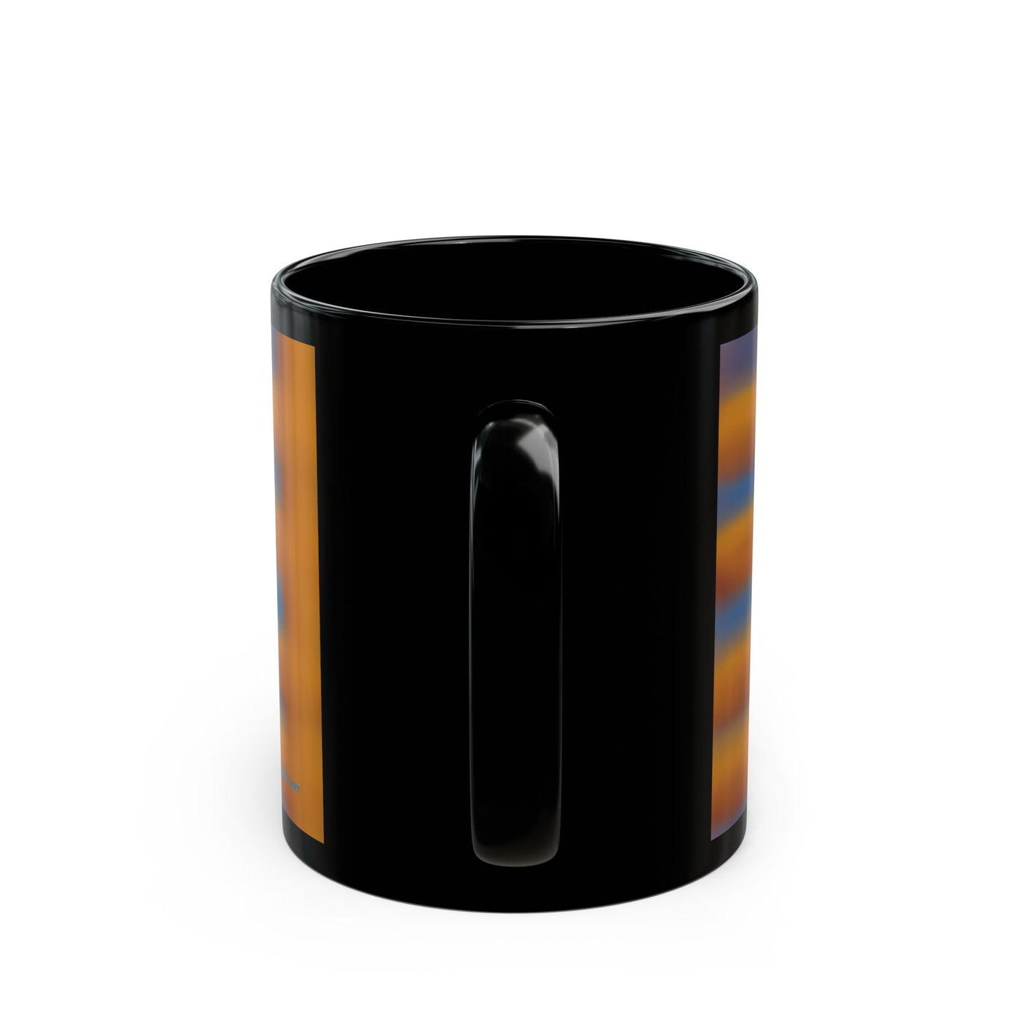 Black Ceramic Mug with Abstract Orange & Blue Grid Pattern (11oz & 15oz)