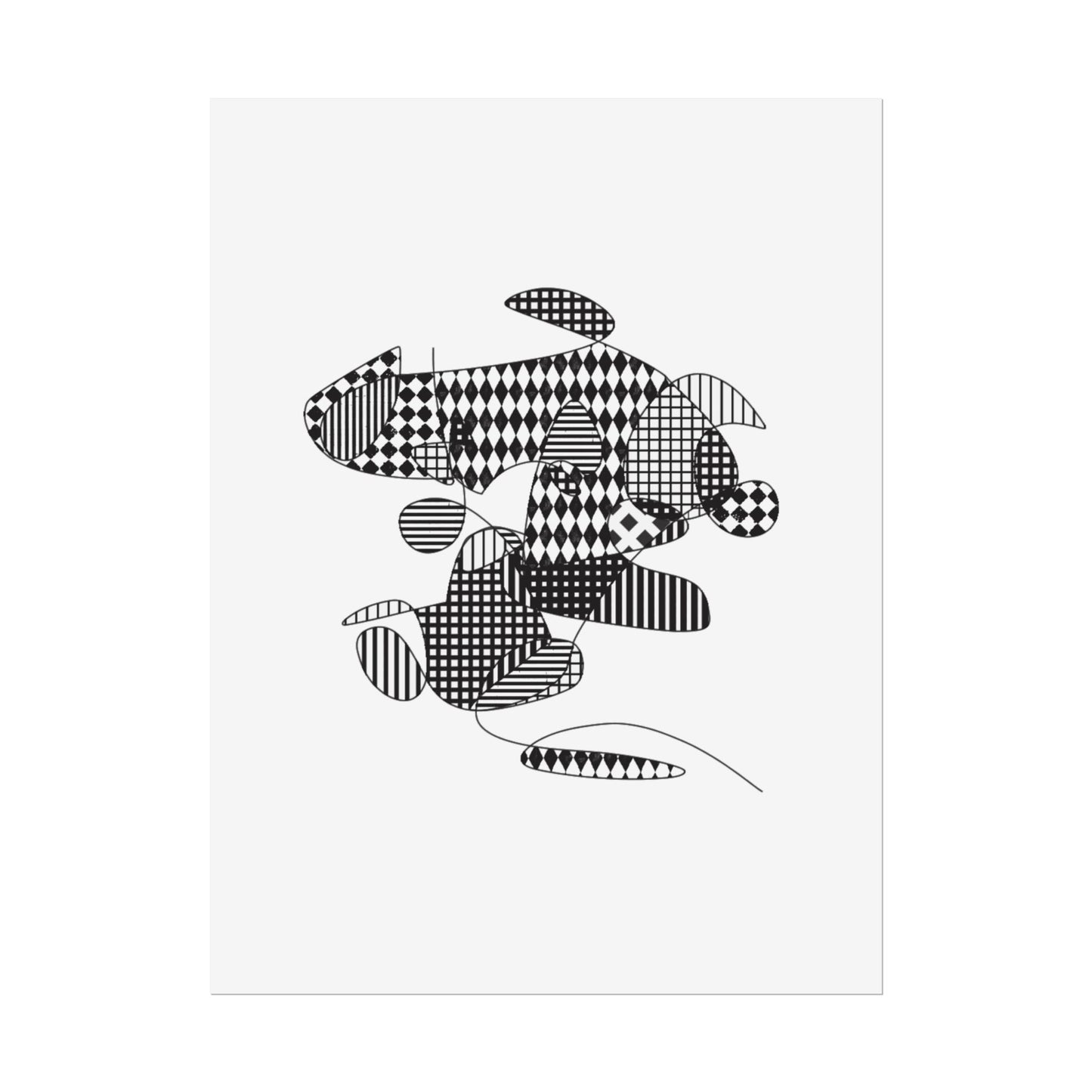 Rolled Poster — Minimal Black curves pattern Art Print
