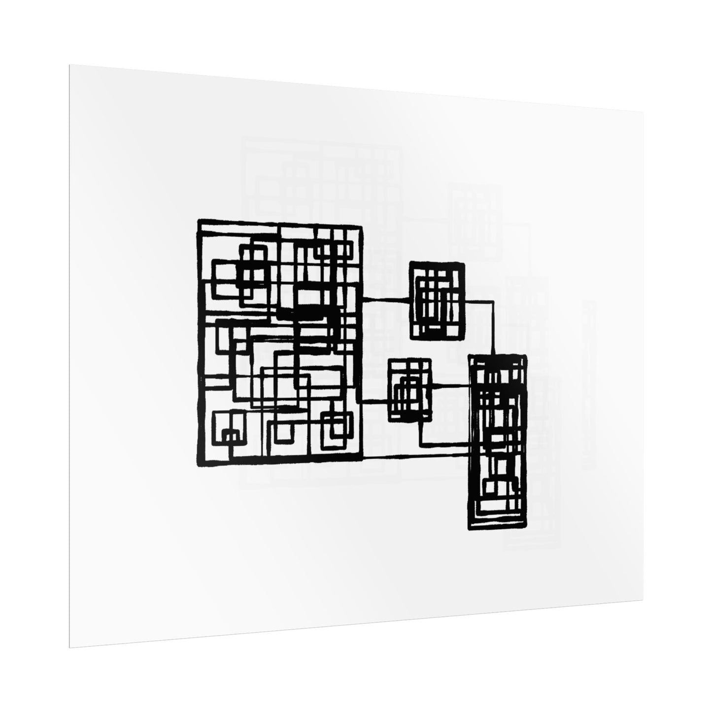 Abstract Geometric Art Poster — Minimal Black Print