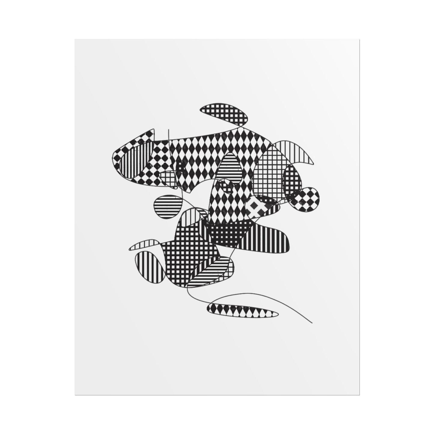 Rolled Poster — Minimal Black curves pattern Art Print